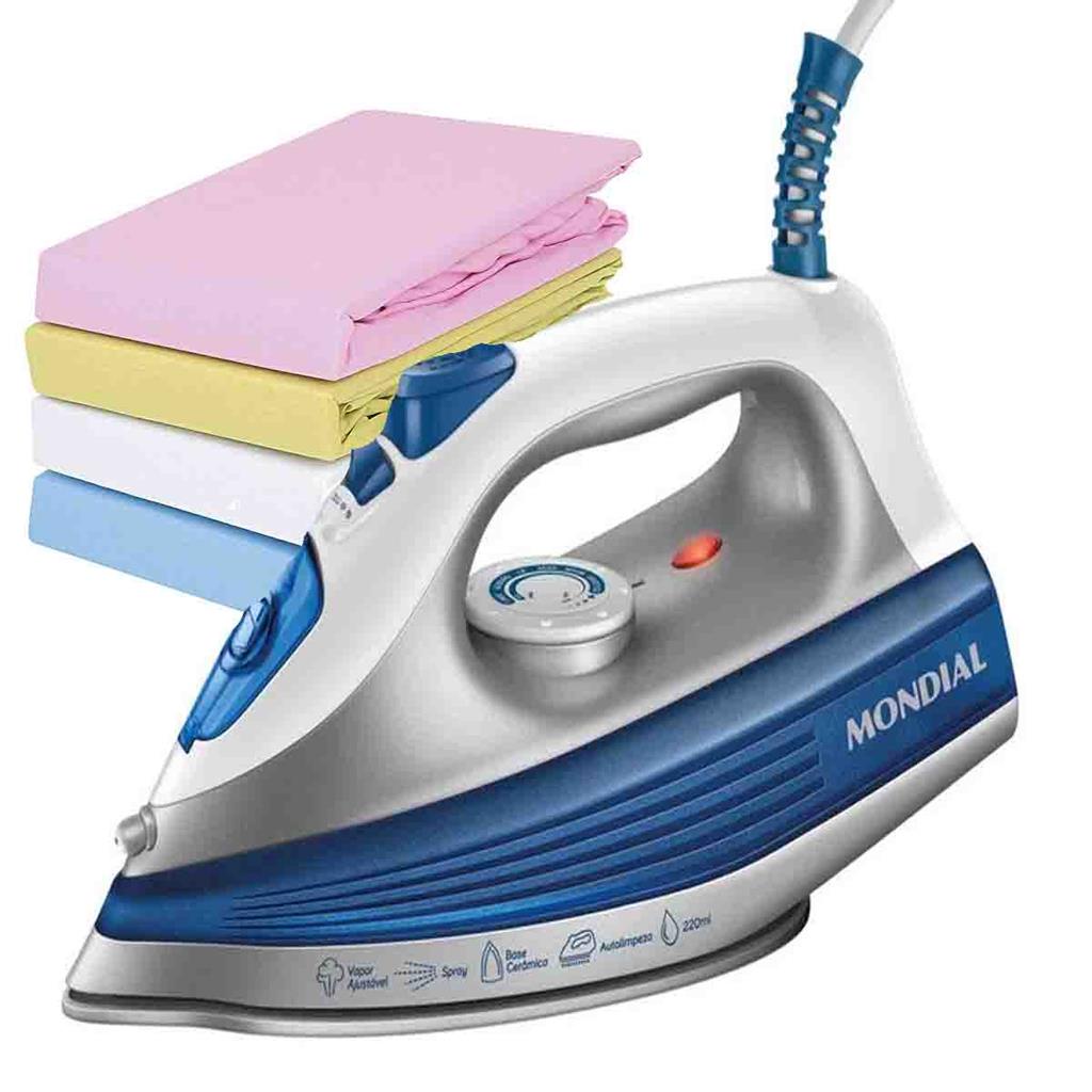 FERRO DE PASSAR SECO E VAPOR MONDIAL BASE CERAMICA C/ SPRAY 220V