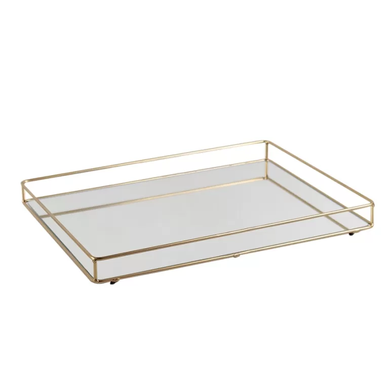 Bandeja Decorativa Espelhada Helo 30x40cm Cor Dour