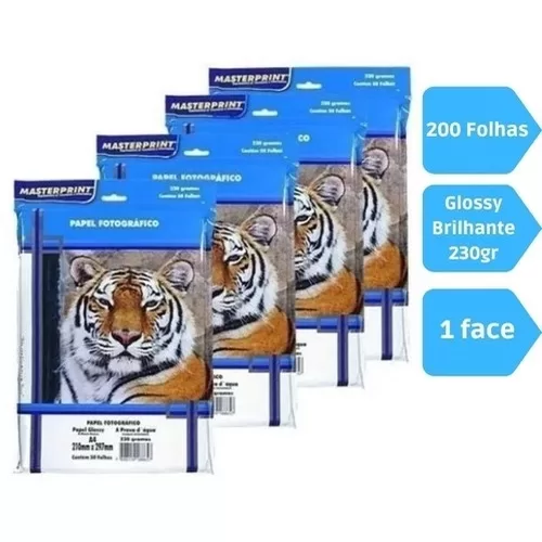 Papel Fotográfico 230g 200 Folhas A4 Glossy Premi
