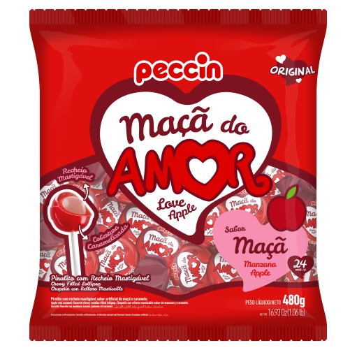 Pirulito Maçã do Amor 480g / 24un – Peccin
