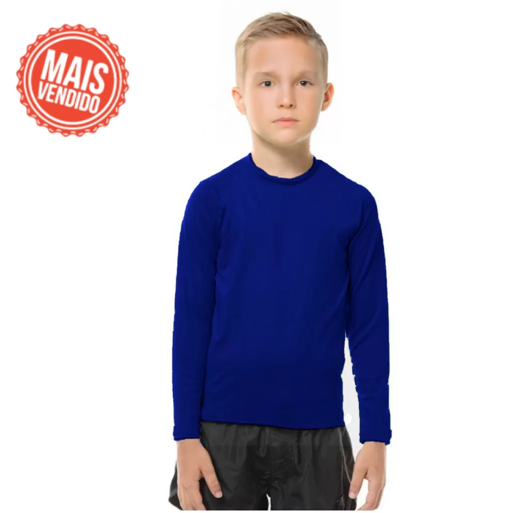 Camisa Térmica Azul Marinho Infantil Proteção Solar Uv 50+