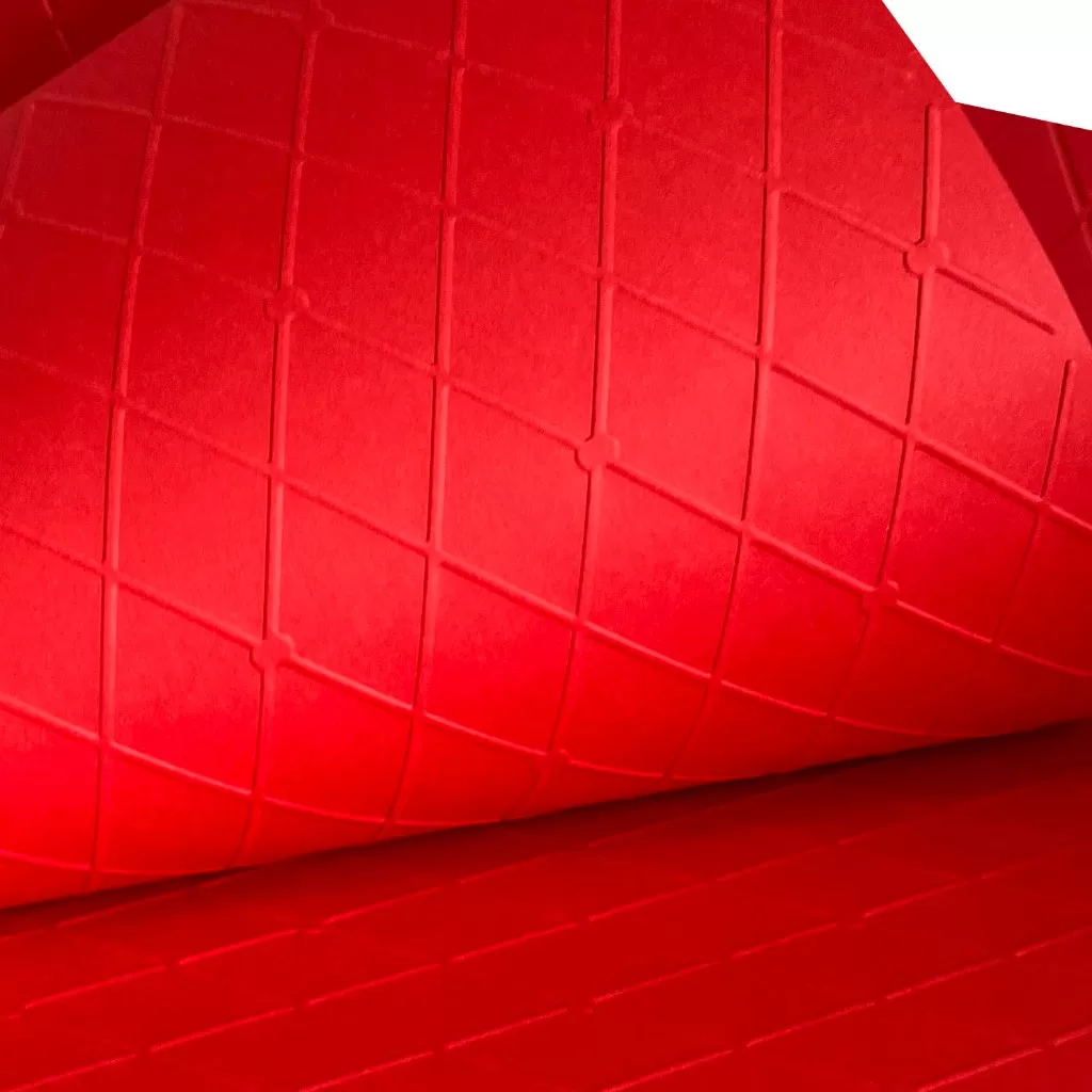 10 Folhas Papel Color Plus Vermelho Vivo Relevo Textura Quadriculado Tamanho A4 180g