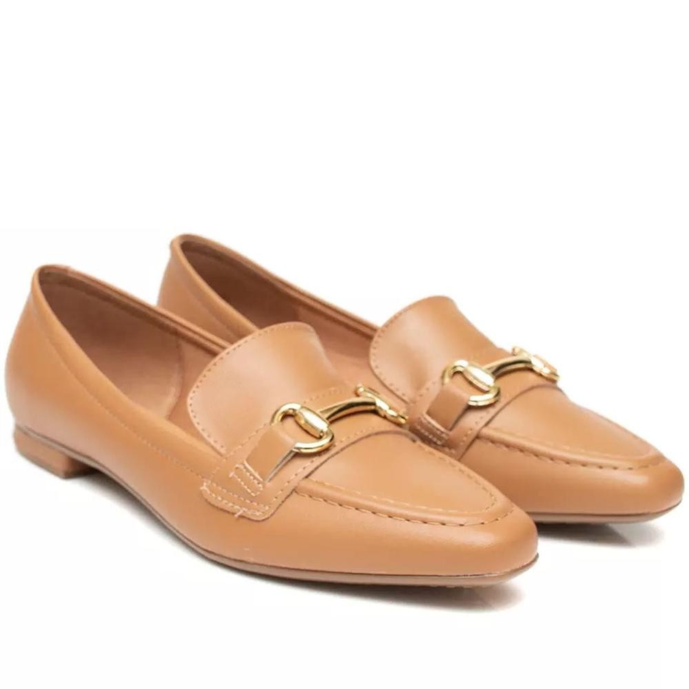 Mocassim Loafer Vizzano Metal Feminino – Caramelo