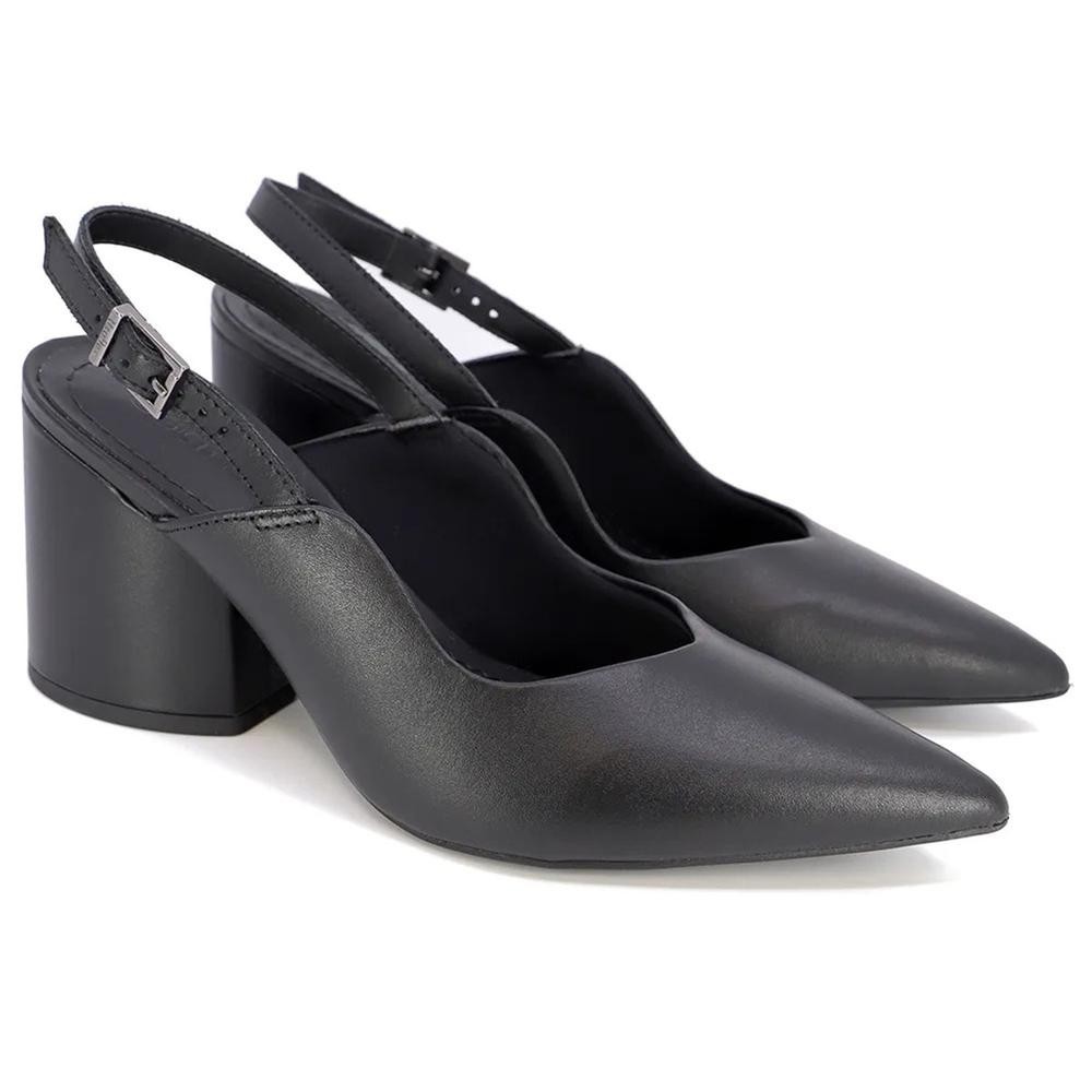Scarpin Couro Usaflex Slingback Feminino – Preto