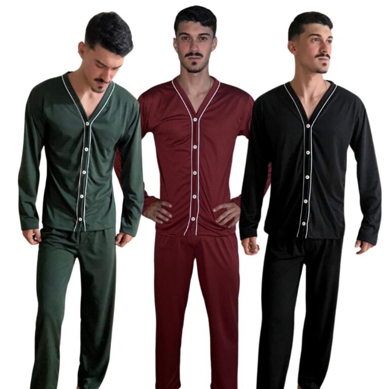 Pijama Longo Americano Masculino / Pijama de Botã