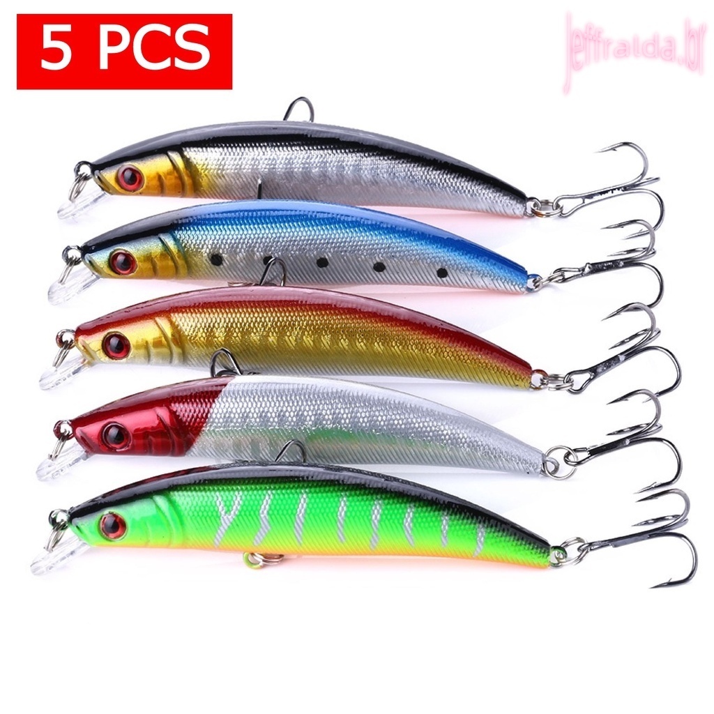 Kit 05 Iscas Artificiais Importadas 1/2 Meia Água de 9 cms e 8,5 gramas Pesca Tucunaré Traíra Dourad