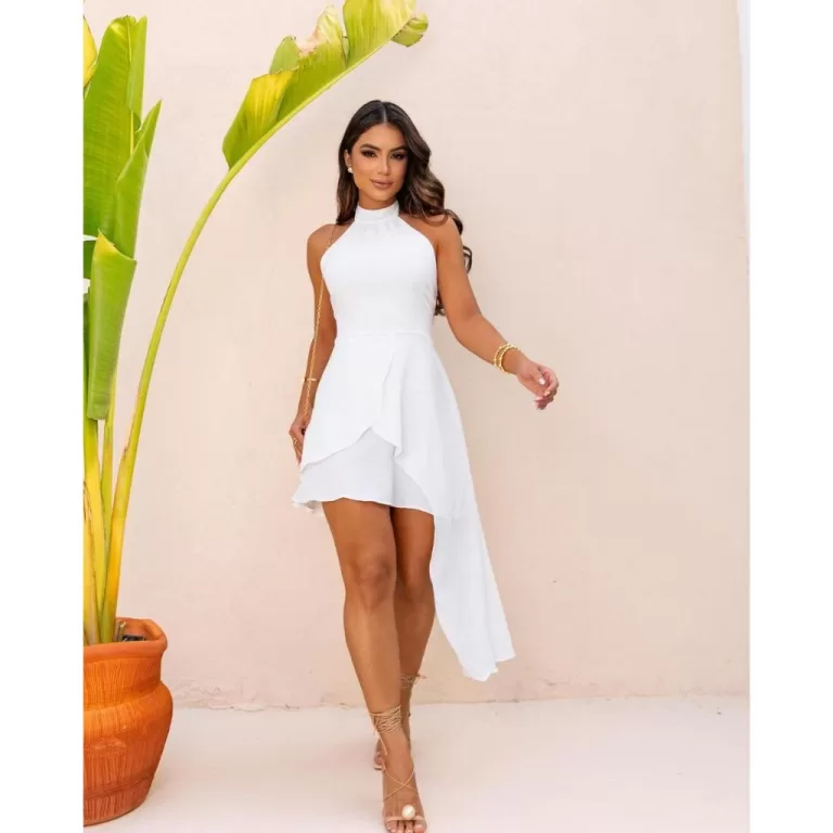 Vestido Curto Elegante Com Cauda Duna Camadas Fest