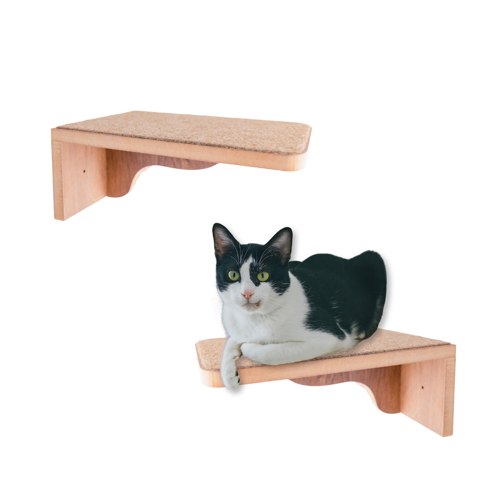 Kit Prateleira Laminada Para Gatos Tamanho M 2peças com Carpete