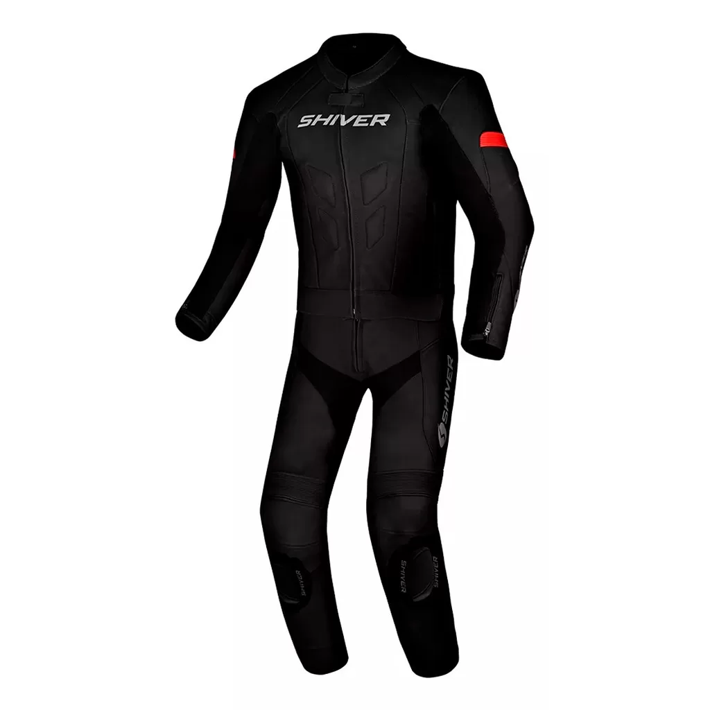 MACACÃO COMPETIÇÃO SHIVER TRACK COURO 2 PEÇAS PRETO