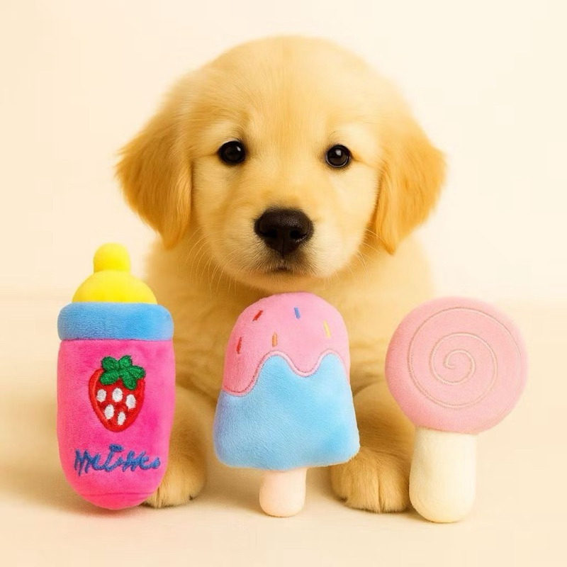 Kit 3 Pelúcia Brinquedo Para Pet Mordedor Antiestresse Com Barulho Apito Cachorro Gato Coloridas