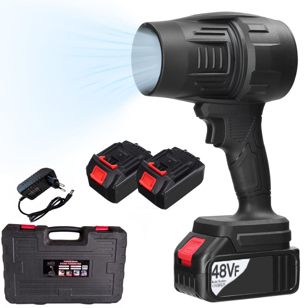 Soprador Turbo Portátil USB Recarregável 2 Baterias Bivolt forte 48V