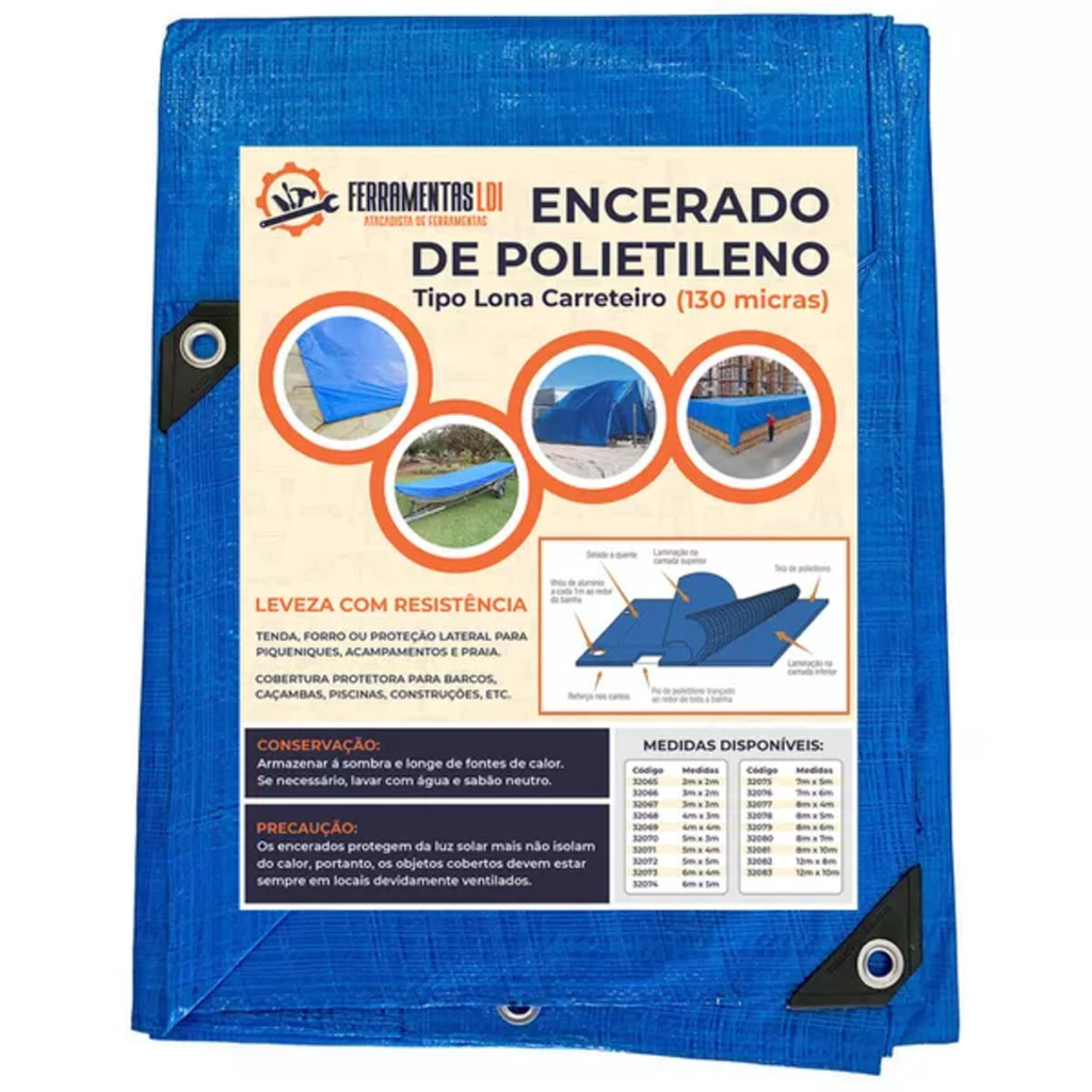Lona Carreteiro Impermeável Caminhão 130 Micras Azul Ldi