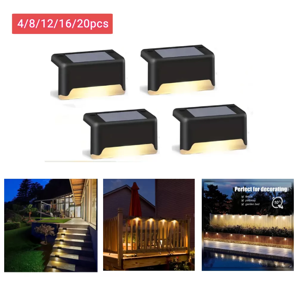 4/8/12/16/20pcs Luminária Solar Para Escada Parede Muro À Prova Dágua Enfeite Jardim/Varanda/Ambient