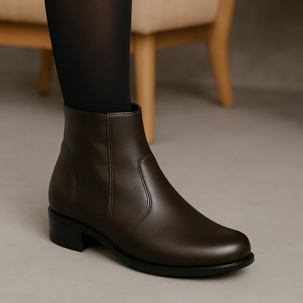 Bota Feminina Preta com Zíper Lateral Estiloso e Versátil Solado em Borracha Confort