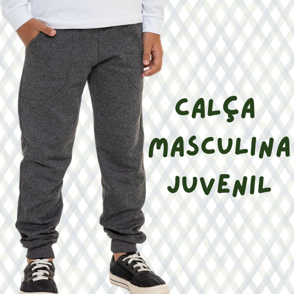 CALÇA JUVENIL MOLETOM PELUCIADO 2 BOLSOS CÓS E PUNHO EM RIBANA CANELADA 3055-C3