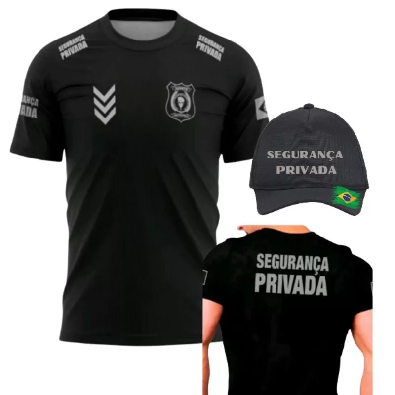 Kit.de trabalho Segurança Privada, Camiseta e boné masculino e feminino 100% algodão. Lançamento