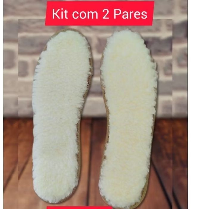Palmilha em Lã ovelha Térmica adulto kit com doi