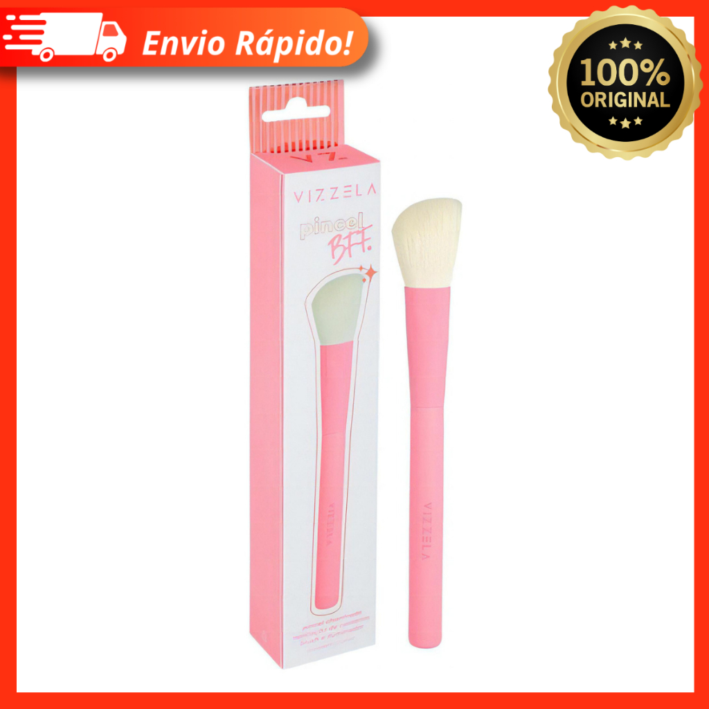 Píncel Chanfrado BFF Vegano Rosa – Vizzela