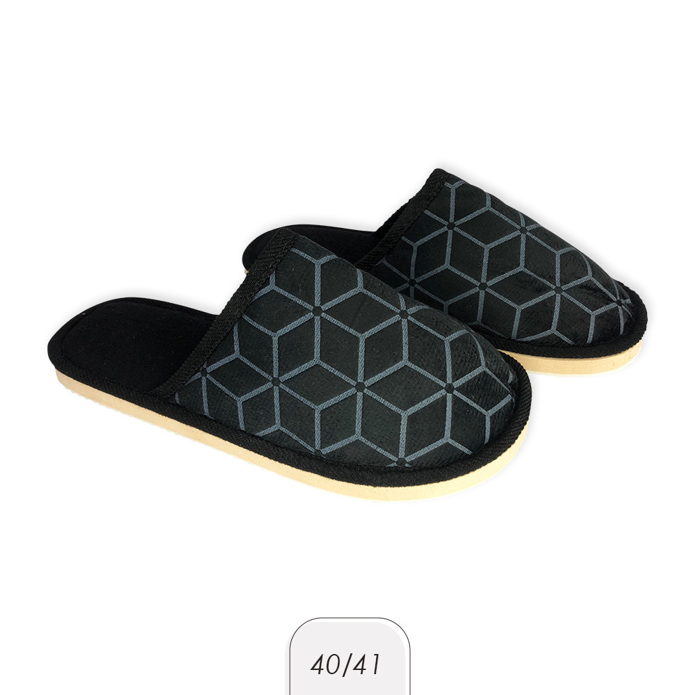 Pantufa Masculina Macia Estampada Preta 40/41