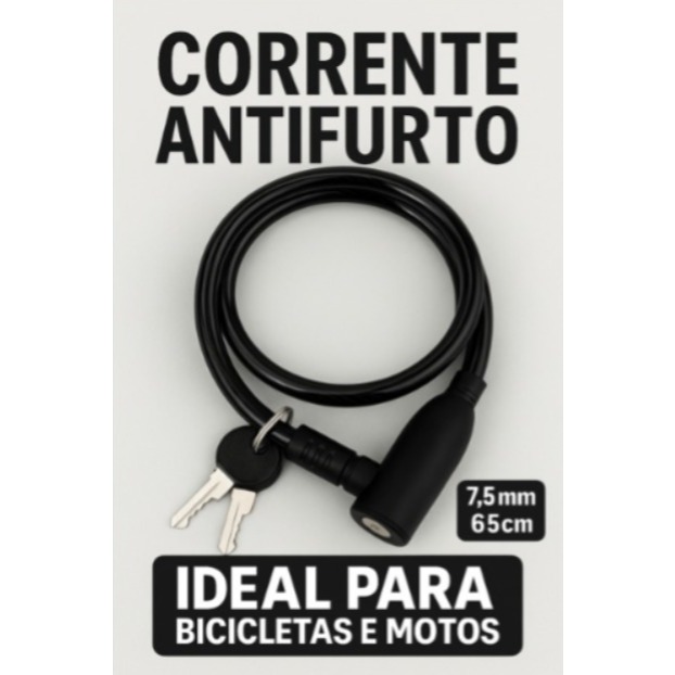 Corrente Cabo Cadeado Antifurto Moto Bicicleta Bik