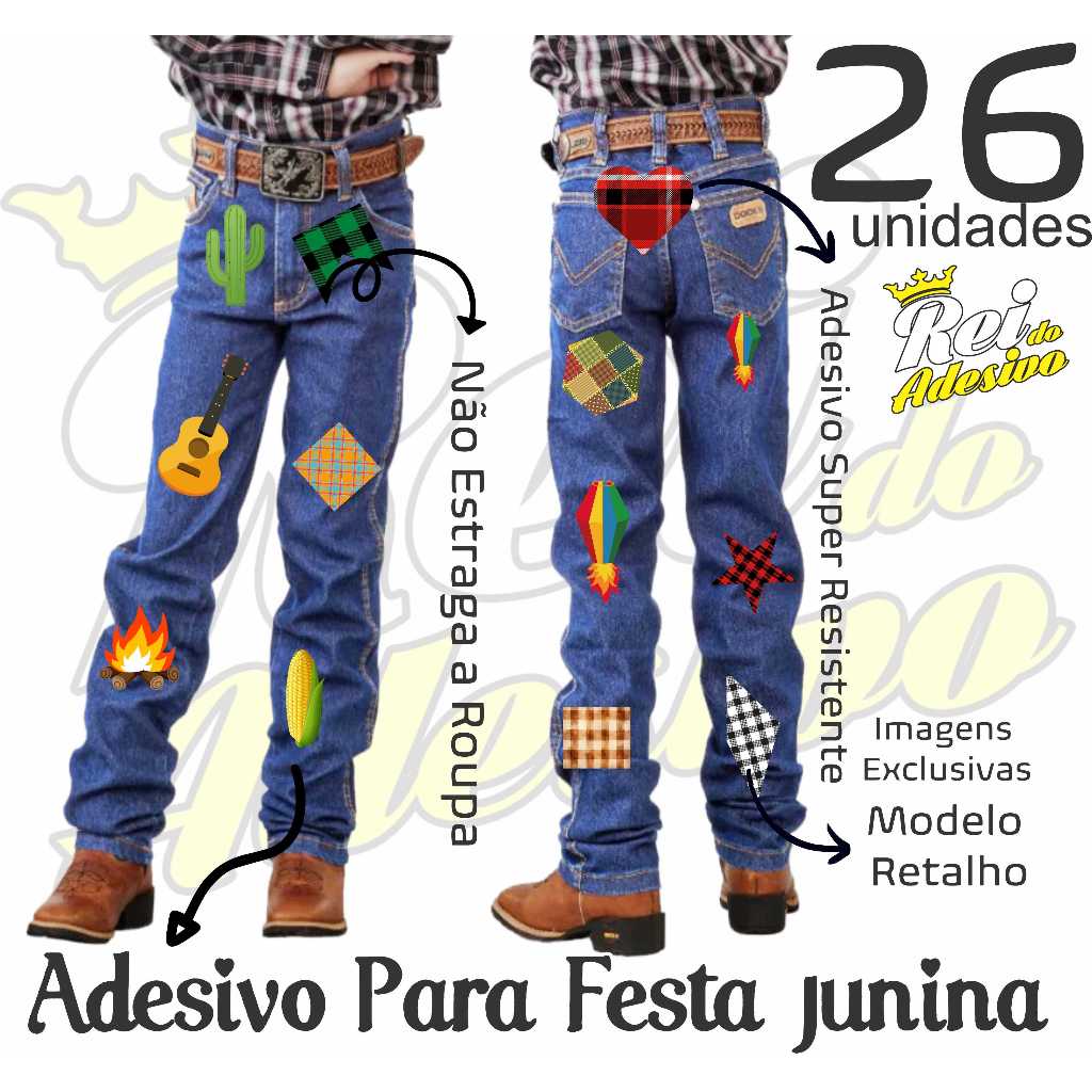 Adesivos Para Roupa Festa Junina Retalho Remendo em Vinil a prova de água 10/30/120/240un
