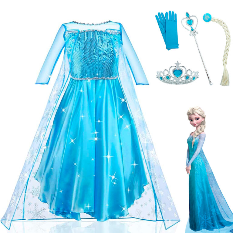 Fantasia Vestido Infantil Elsa Frozen Com Capa E A