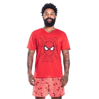 Pijama Homem Aranha Manga Curta Masculino Verão