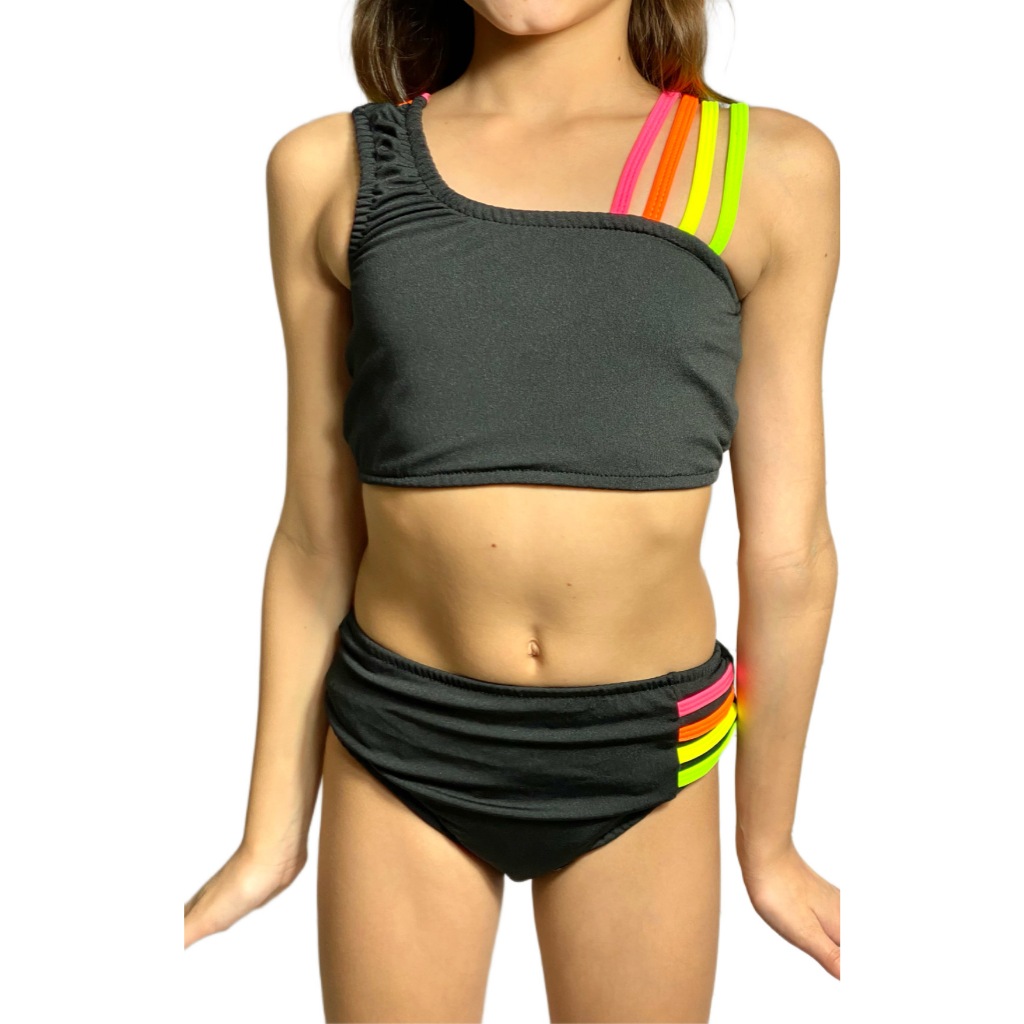 Biquíni Infantil de Listras Moda Menina Presente Praia Piscina Verão Resistente e de Alta Qualidade