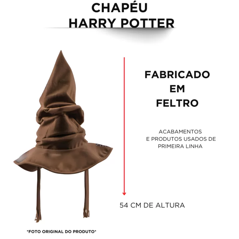 Kit Bruxo Harry Potter Varinha E Chapéu Seletor P