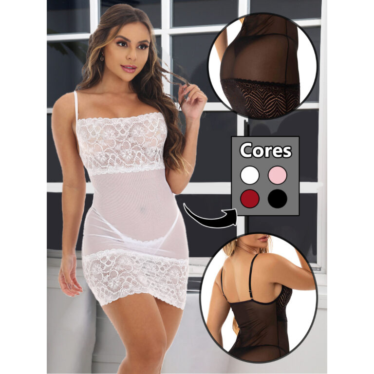 Camisola Transparente Sexy de Tule e Renda –