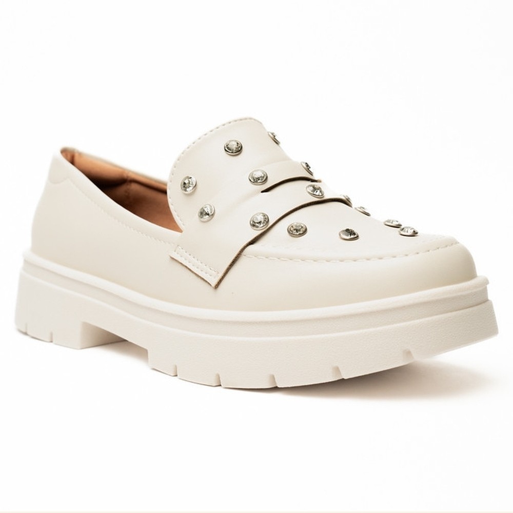 Mocassim Vizzano Tratorado Spikes Feminino – Off White