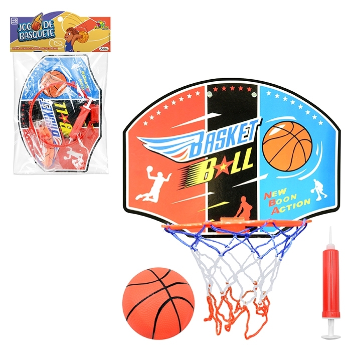 KIT BASQUETE INFANTIL JOGO COMPLETO CESTA BOLA E B