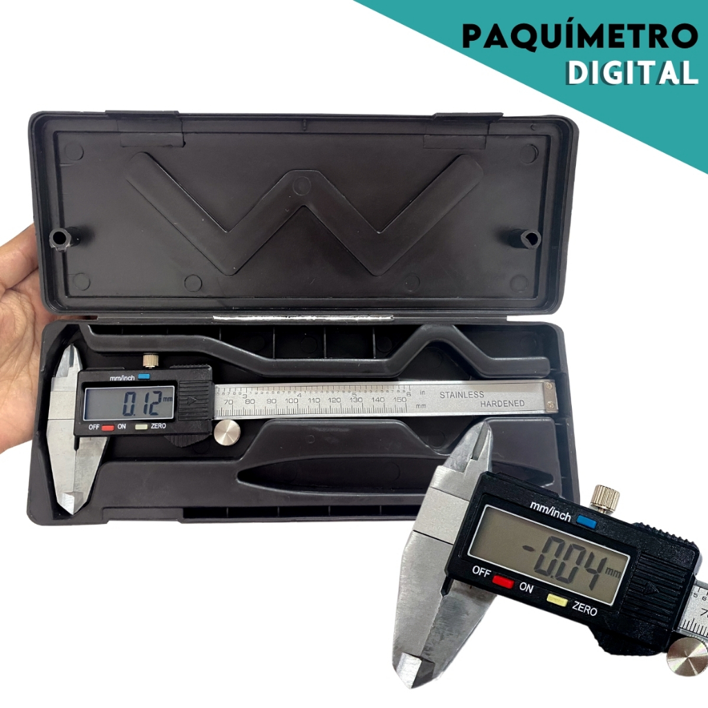 Paquímetro Digital Ferramenta Profissional Inox com Bateria Extra e  Estojo 150mm Universal Inox -CH