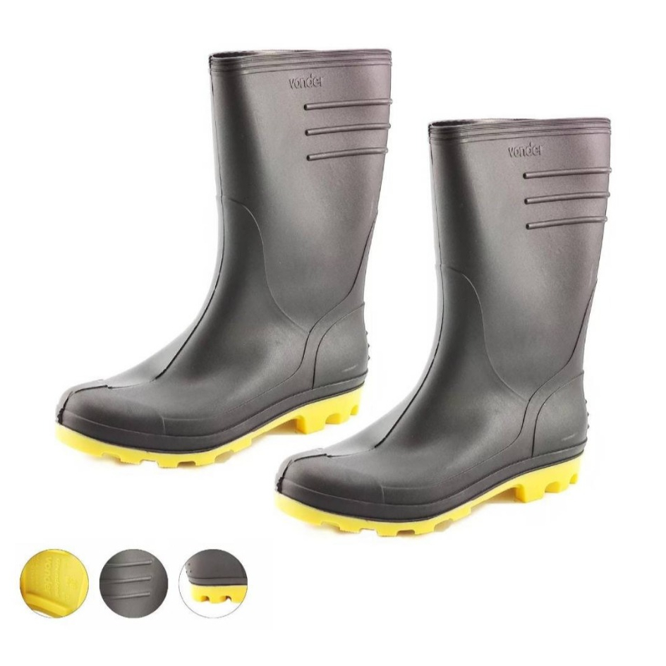 Bota PVC VONDER Galocha Impermeável para Motociclista Chuva Cano Médio