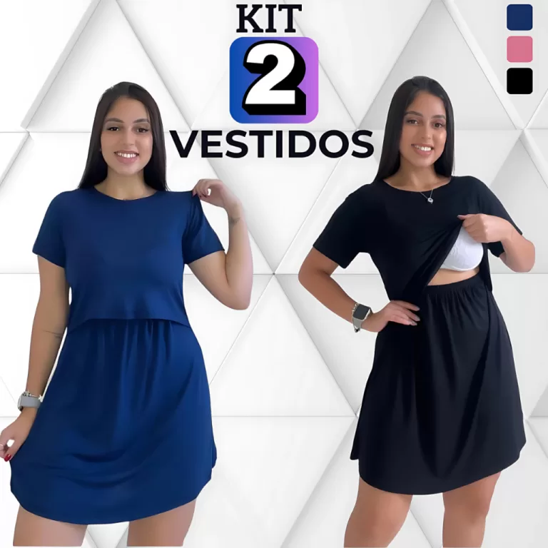 Kit 2 Vestido Amamentação Gestante Pós Parto Sa