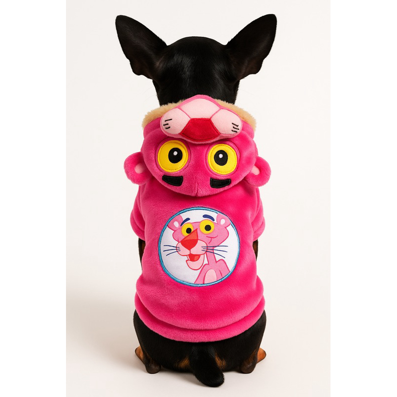 Fantasia Pantera Cor-de-Rosa para Cachorros  Roupa Pet Divertida e Confortável