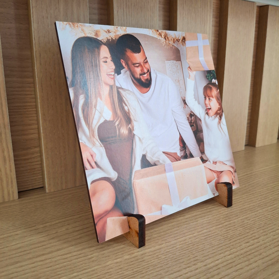 Quadros de Mesa Personalizado 15×15 – 20×20 cm  C/SUPORTE Com Sua Foto – Casal, Pet, Família