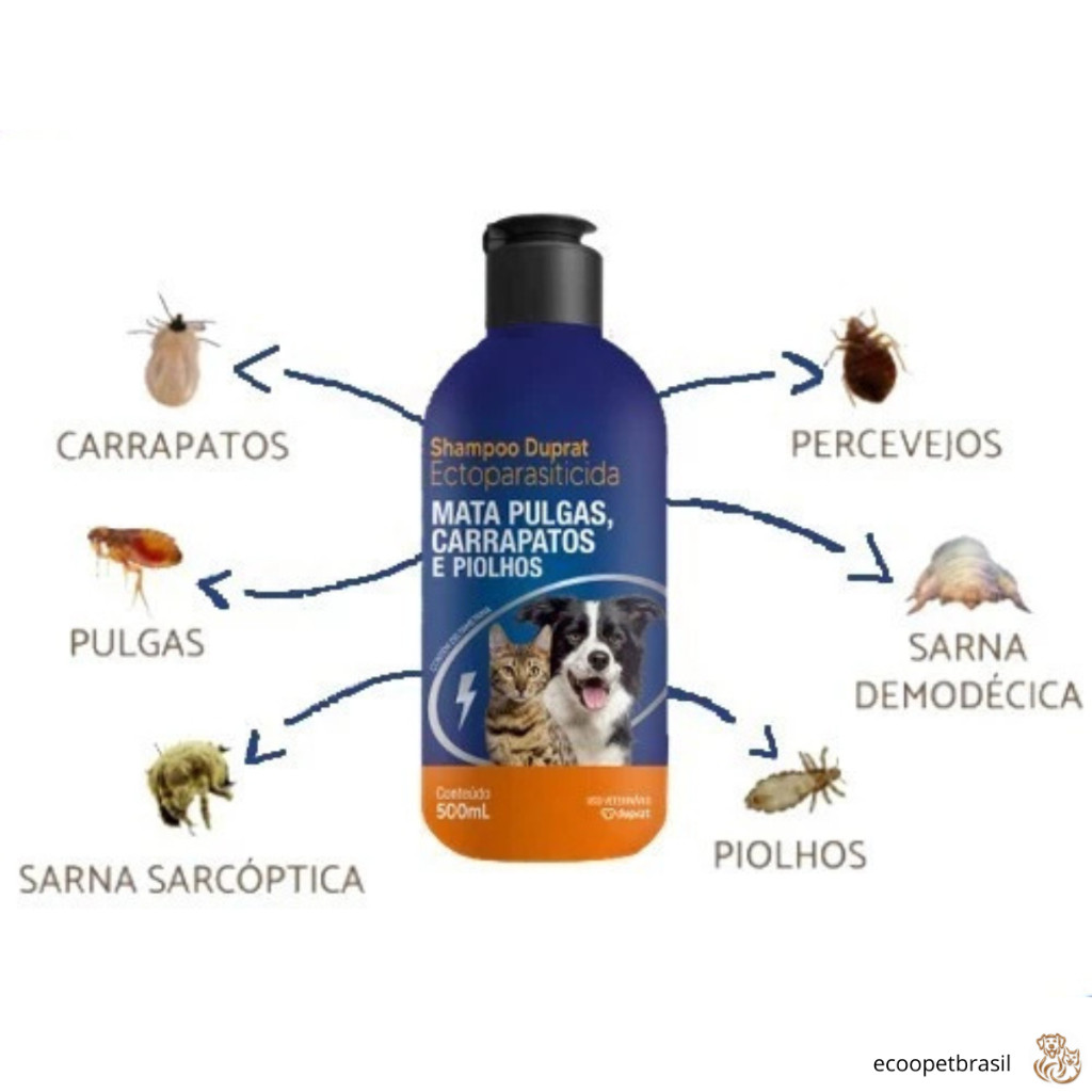 Shampoo Anti Pulga Carrapatos Duprat Cachorro Gato Pet Clean 500 ml