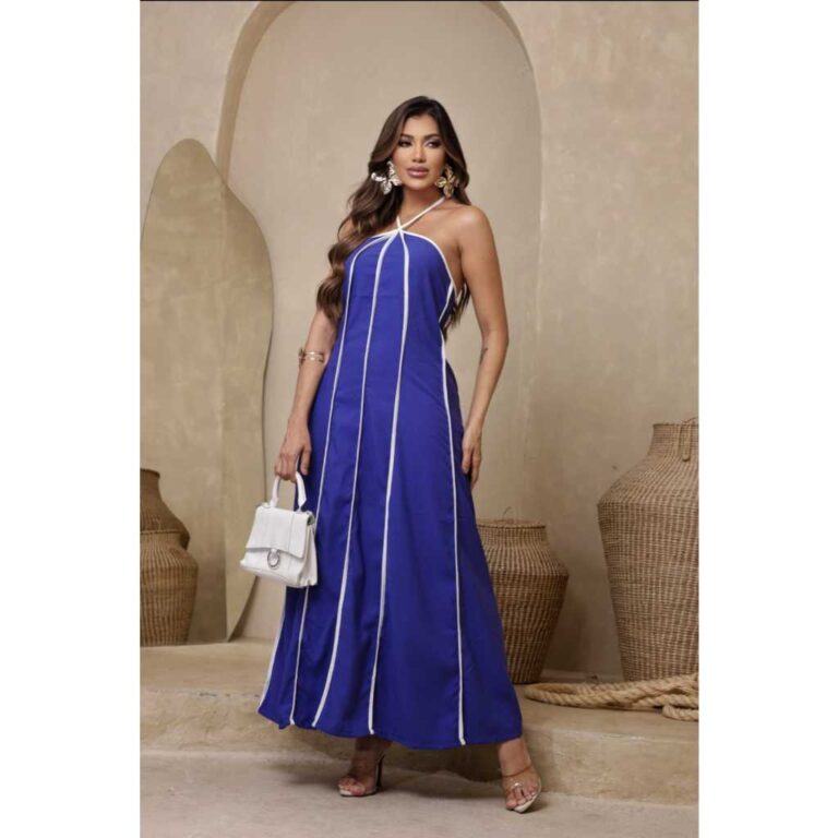 Vestido Longo Listrado Tomara que Caia  Moda Femin