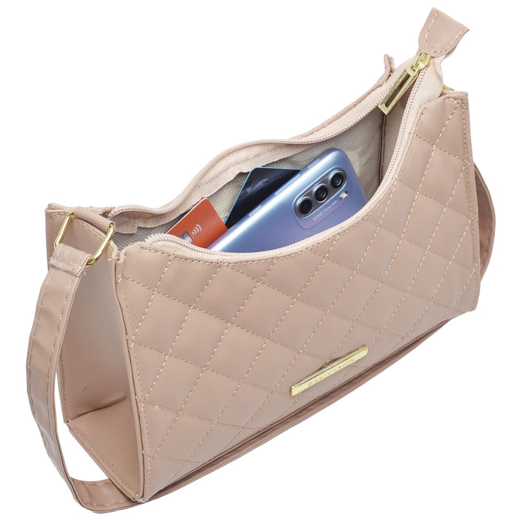 Bolsa Feminina Bordada Baguete Verona Tiracolo de Ombro