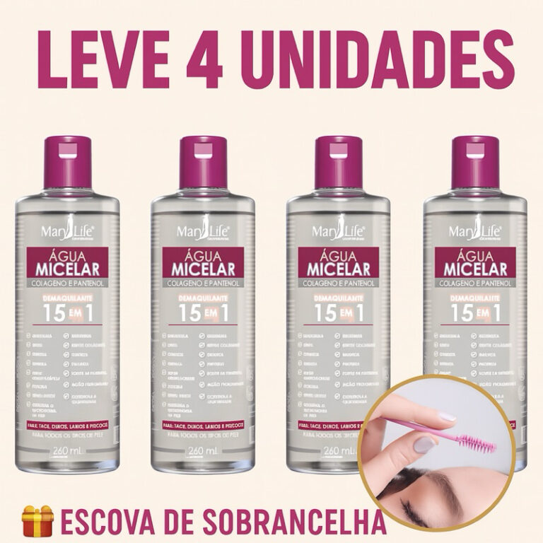 Kit 4 Unidades Água Micelar Colágeno e Pantenol 