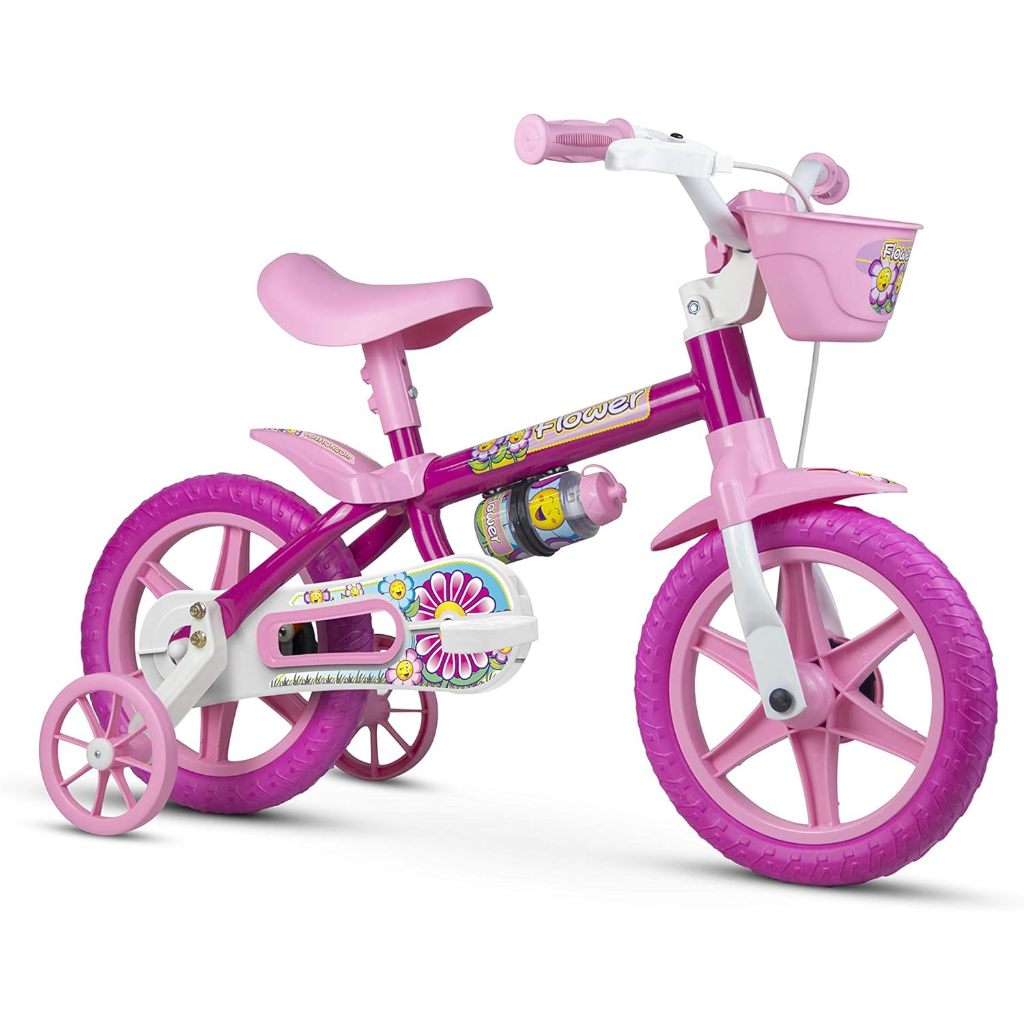 Bicicleta Bicicletinha Infantil Aro 12 Flower 11 Rosa – Nathor