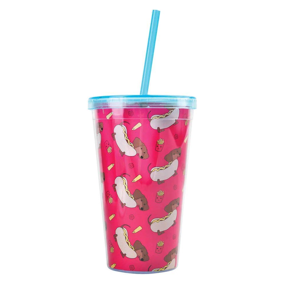 Copo Com Canudo Dupla Camada Containe Hot Dog Dermiwil Original