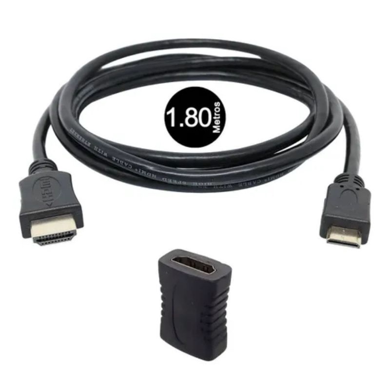 Kit 1 Cabo Mini Hdmi Flexivel 1080p Câmera Filmador + Emenda
