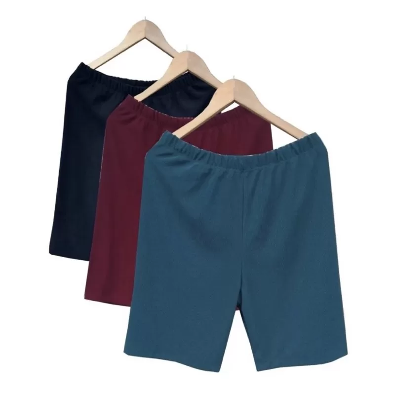 KIT 3 bermudas de gorgurão gorgurinho para  senhora gancho alto plus size