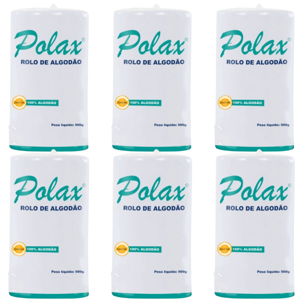 Kit 6 Rolos Algodão Hidrófilo Multiuso 500g Polax