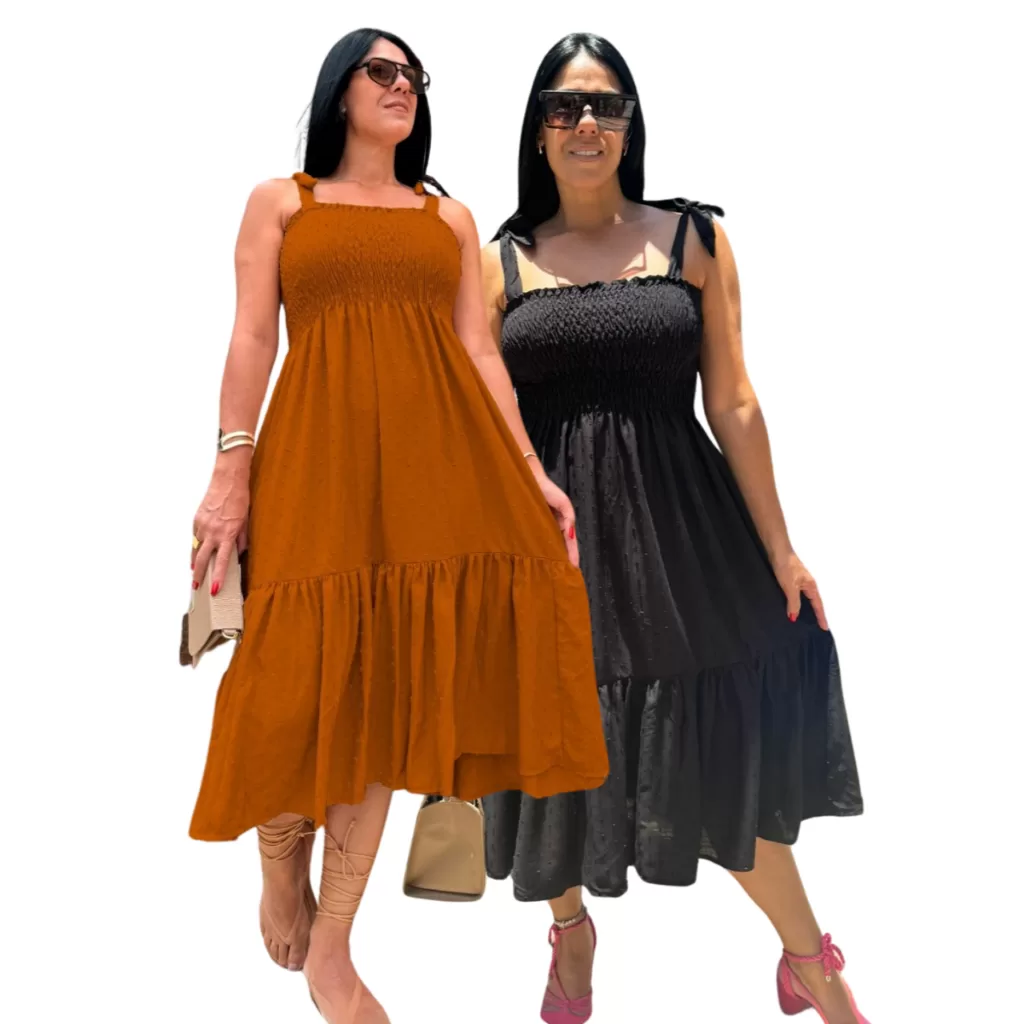 Kit 2 Vestido Midi Moda Gesrante Gravidas Alça Ajustavel Plus Size Tamanho Maior Roupa Grande