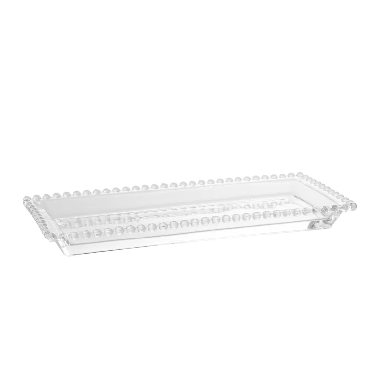 Travessa Retangular Cristal Pearl Bolinha 30cm Wol