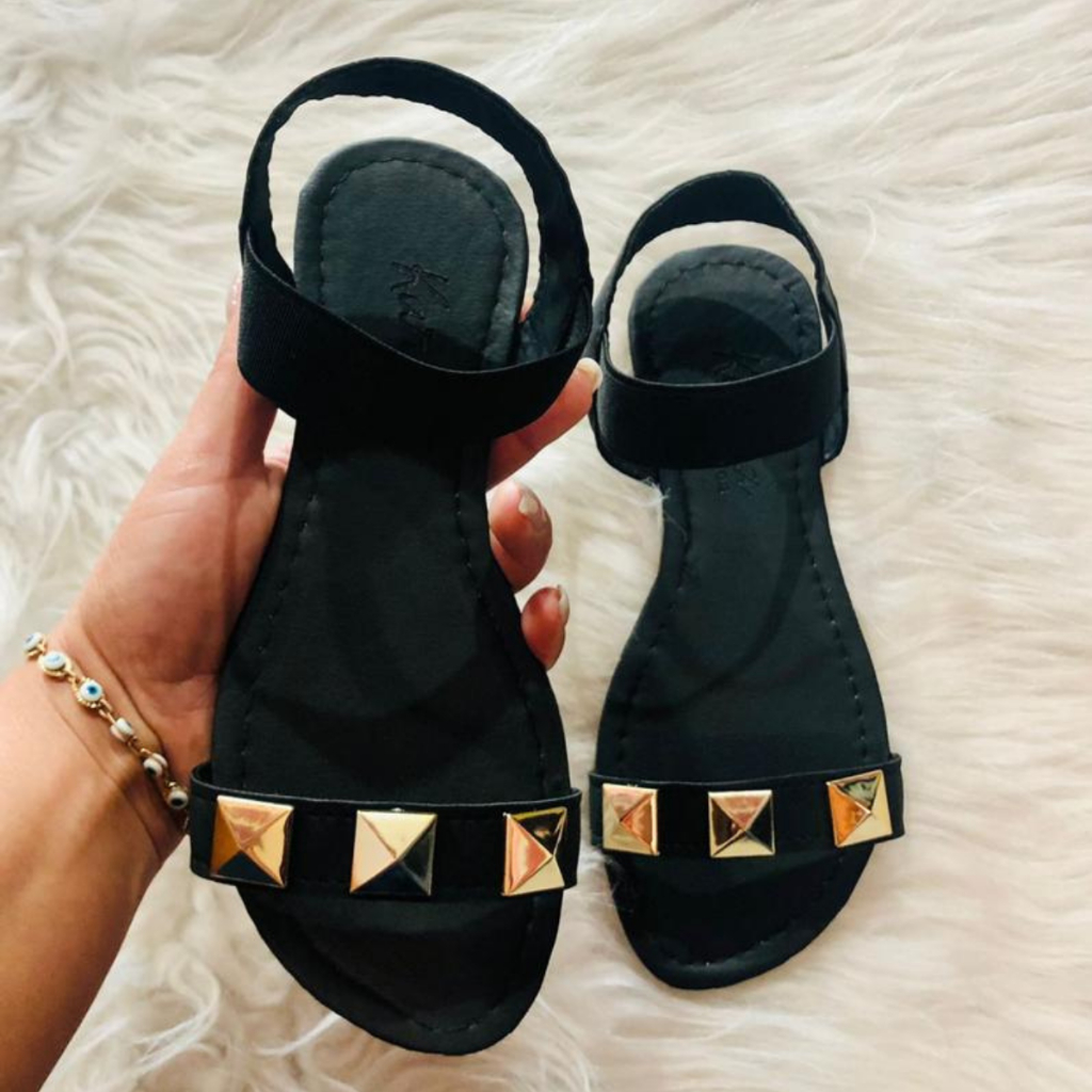 Sandália Feminina Rasteirinha Rasteira Feminina Confortável Dia a Dia Tiras Calcanhar Elástico