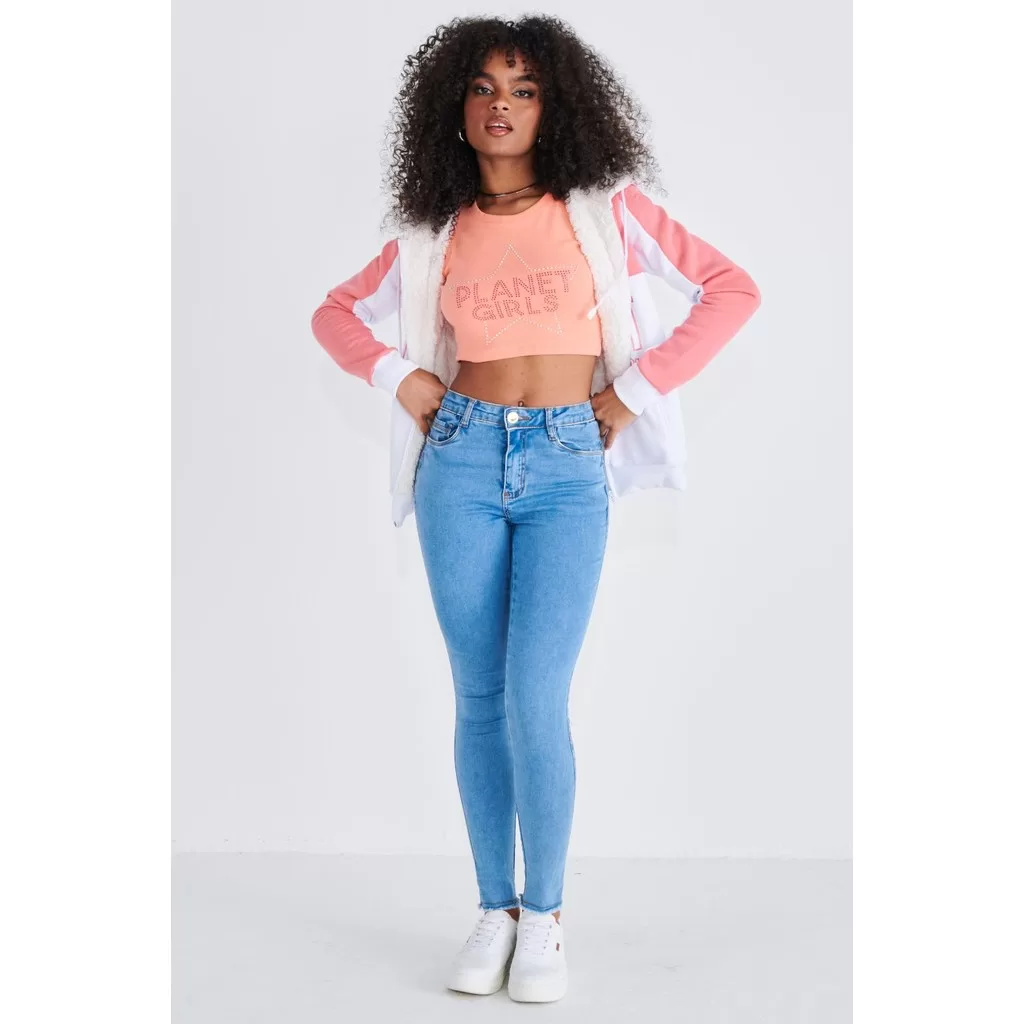 Calça Jeans Feminina Skinny Star Planet Girls Jeans Claro